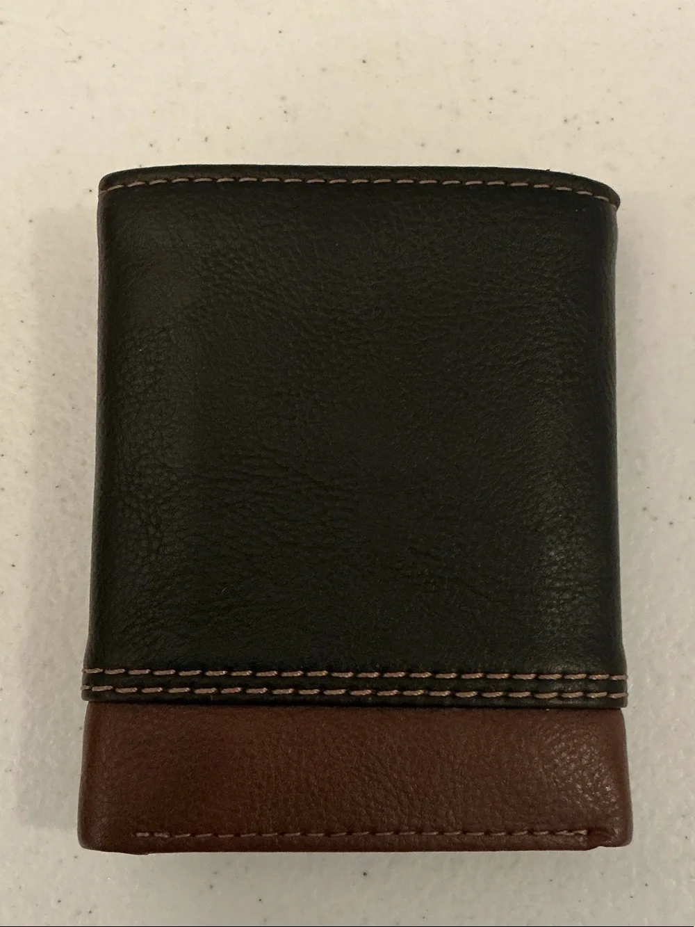Columbia Black and Brown Trifold Leather Wallet